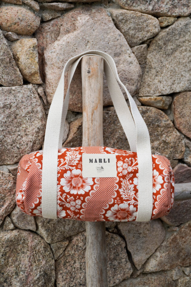Sac Polochon mini Dima Toile de Jouy fleuri terracota – Image 2