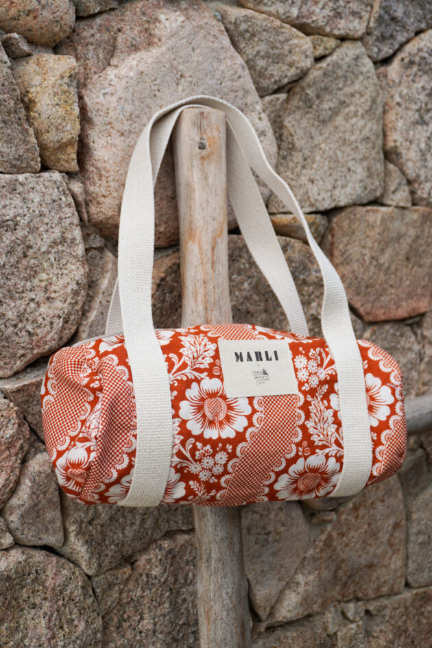 Sac Polochon mini Dima Toile de Jouy fleuri terracota – Image 3