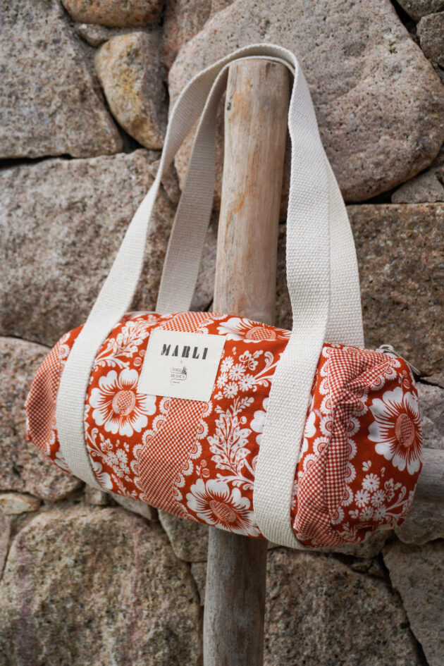 Sac Polochon mini Dima Toile de Jouy fleuri terracota – Image 4