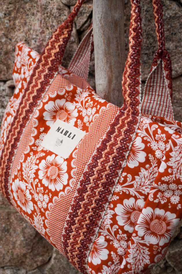 Cabas Carré alice Toile de Jouy fleuri terracota – Image 5
