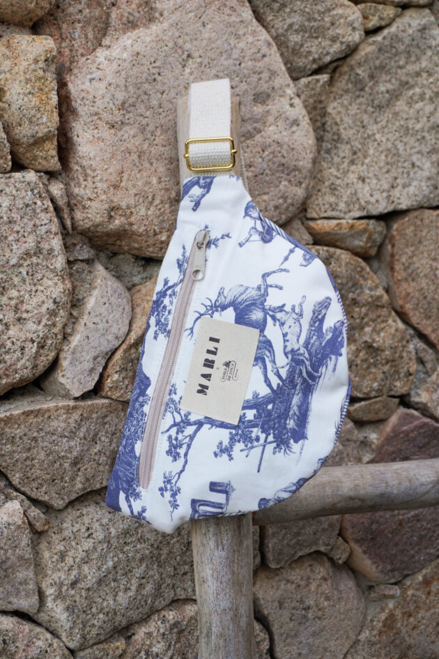 Sac banane mini Emilie - Toile de jouy bleu gris – Image 3