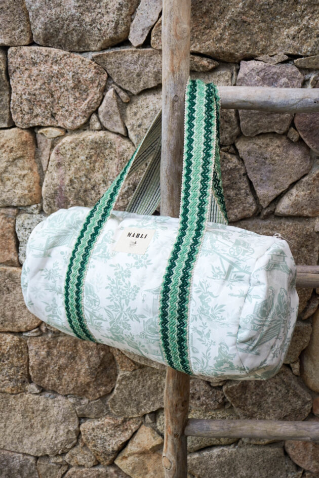 Précommande Sac Polochon dim toile de jouy vert d'eau – Image 4