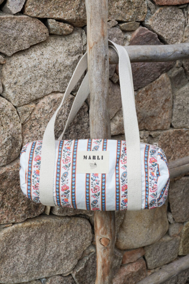 Sac polochon mini dima toile de jouy fleuri pastel – Image 2