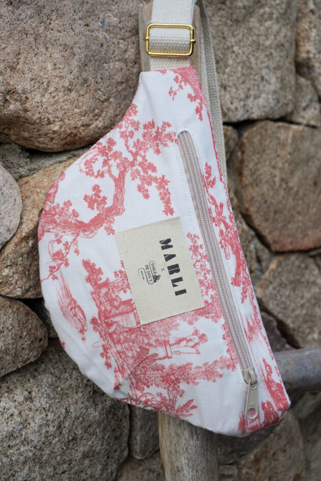 Sac banane mini Emilie - Toile de jouy Rose corail – Image 5