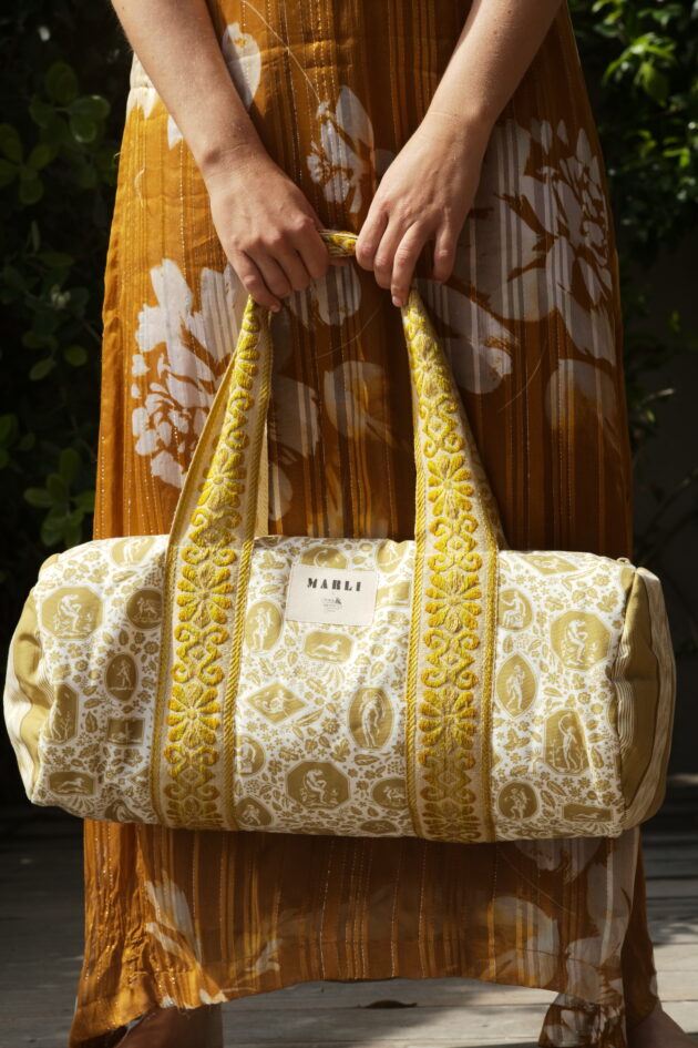 Sac Polochon dim toile de jouy bronze