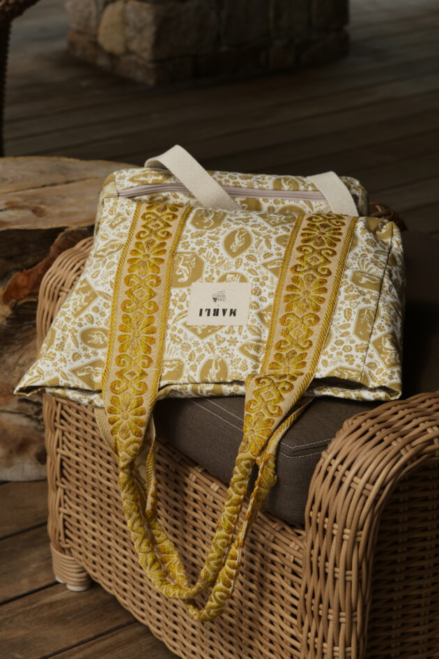 Précommande Cabas Carré alice Toile de Jouy bronze