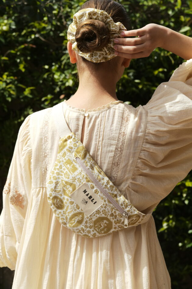 Sac banane mini Emilie - Toile de jouy bronze