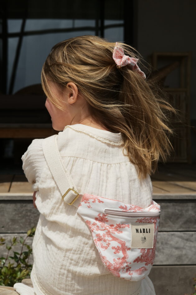 Sac banane mini Emilie - Toile de jouy Rose corail – Image 2