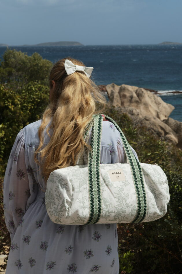 Précommande Sac Polochon dim toile de jouy vert d'eau – Image 6