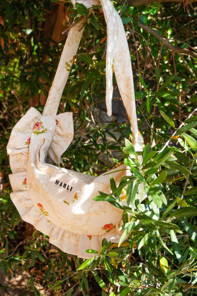Sac banane froufrou paloma fleur baroque écru et orange – Image 2