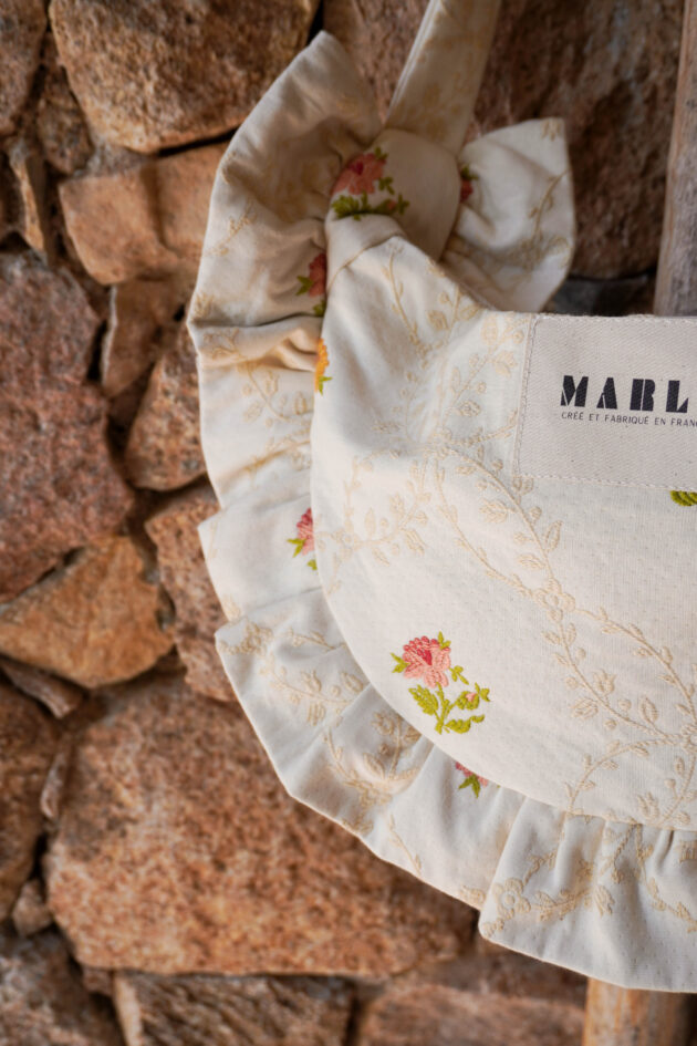 Sac banane froufrou paloma fleur baroque écru et orange – Image 4
