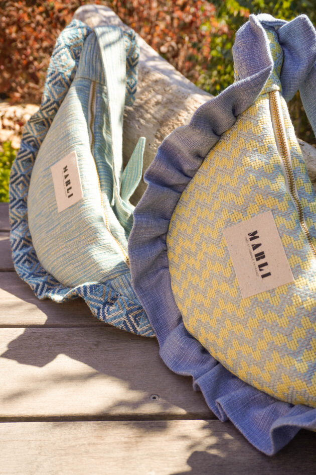 Sac banane froufrou paloma jaune pâle et bleu – Image 4