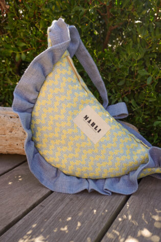 Sac banane froufrou paloma jaune pâle et bleu