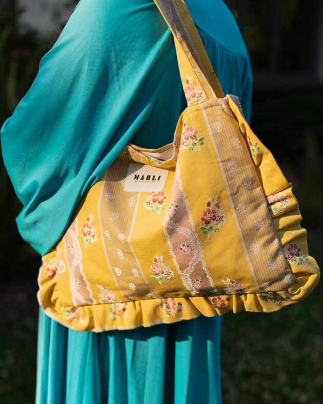 Cabas froufrou Emma fleuri jaune