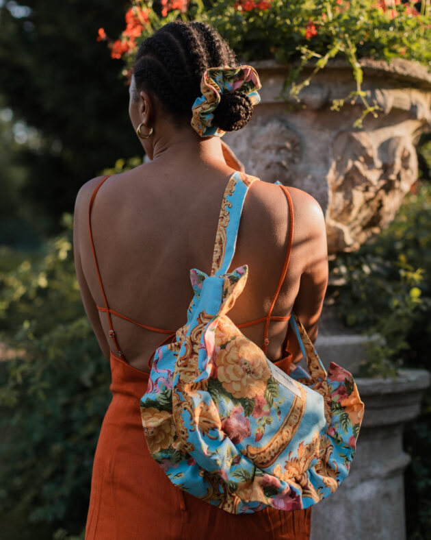 Sac banane froufrou paloma Fleuri baroque bleu ciel et bronze – Image 5