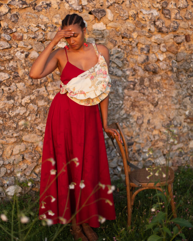 Sac banane froufrou paloma Fleuri rose et écru – Image 2