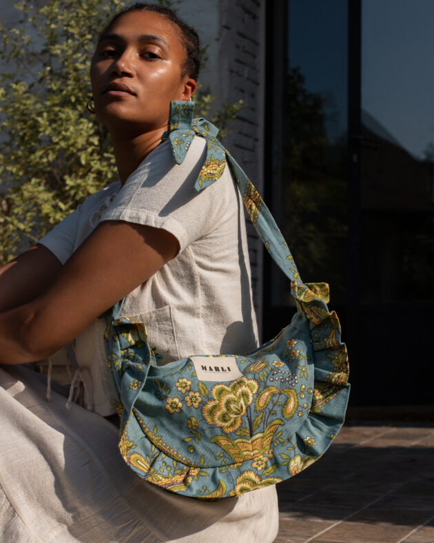 Sac banane froufrou paloma fleuri vert d'eau et jaune – Image 2