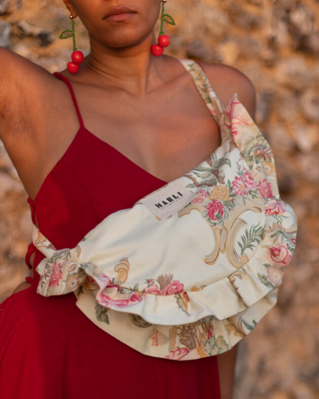 Sac banane froufrou paloma Fleuri rose et écru – Image 3