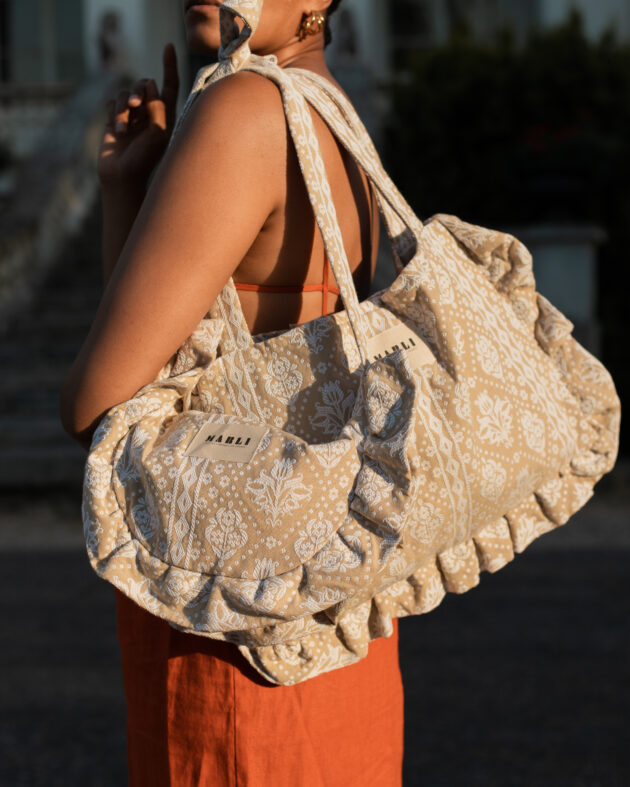 Sac banane froufrou paloma Motif baroque beige et blanc – Image 5