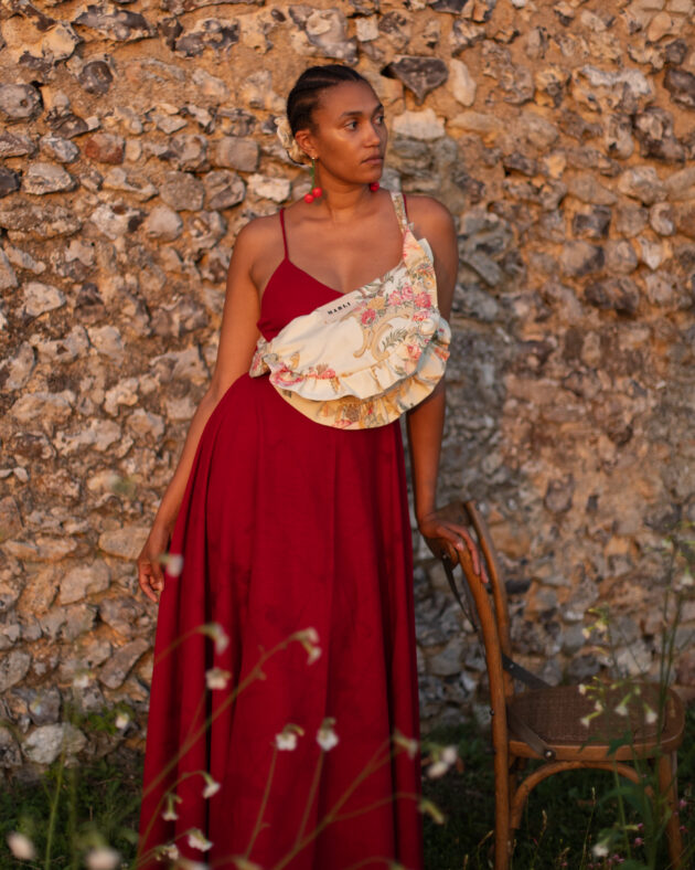 Sac banane froufrou paloma Fleuri rose et écru – Image 4
