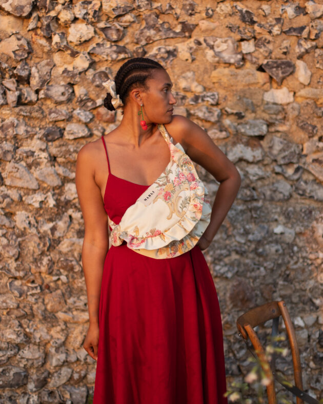 Sac banane froufrou paloma Fleuri rose et écru – Image 5
