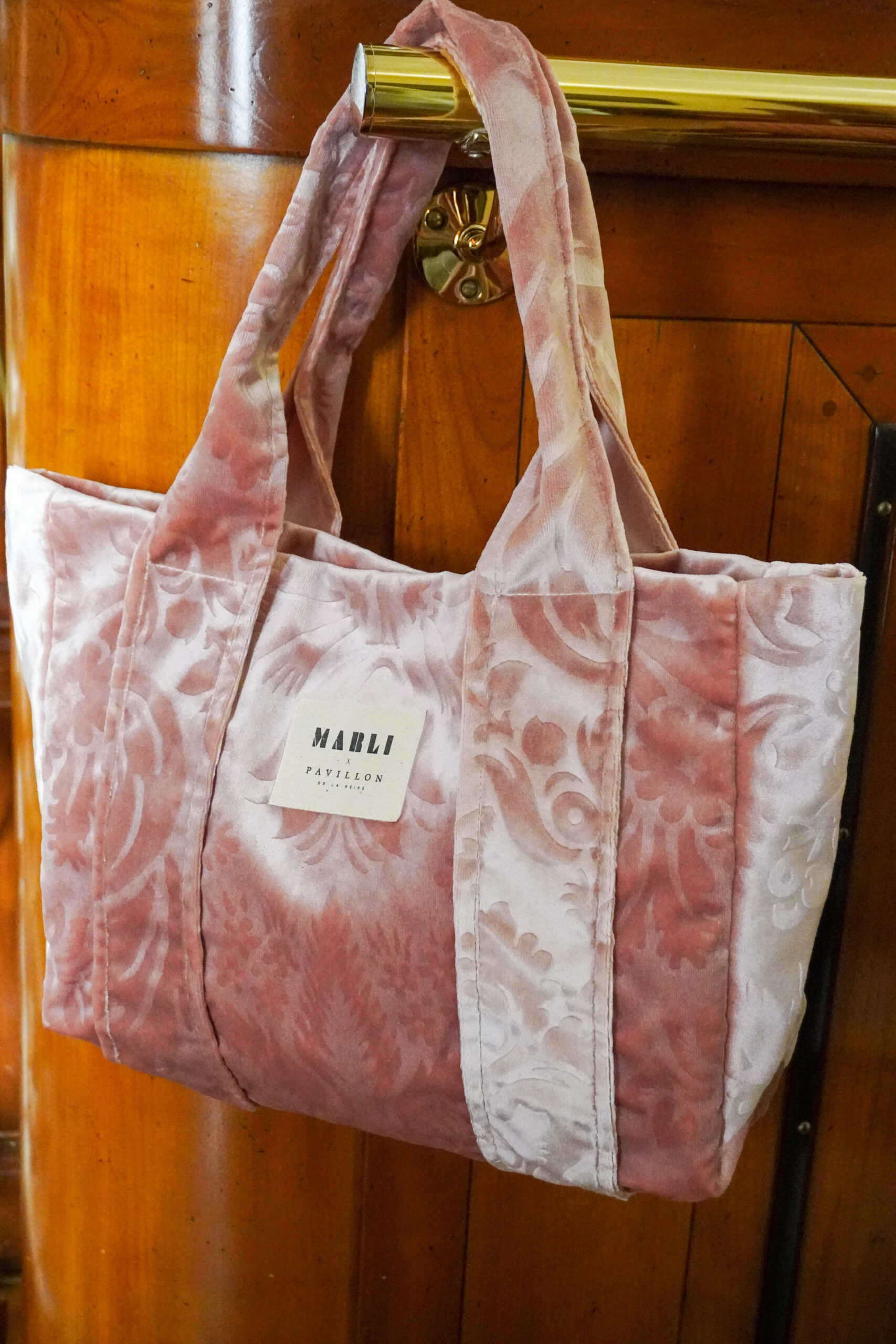 Cabas Carré Diane - Velours rose pâle – Image 3