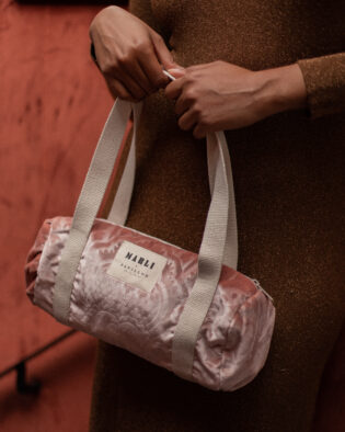 Sac Polochon mini Charlo velours rose pâle