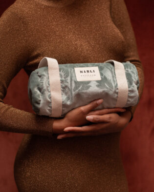 Sac Polochon mini Charlo velours bleu gris