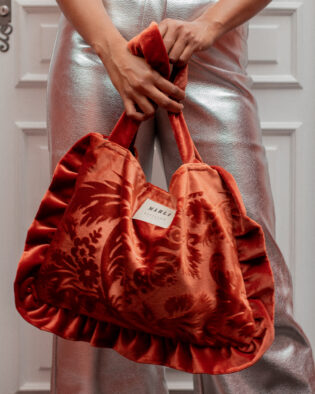 Cabas froufrou Talia - Velours terracota