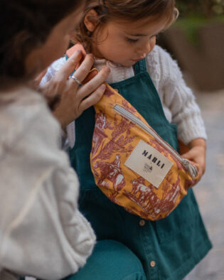 Sac banane mini Emilie - Toile de jouy terracota et moutarde