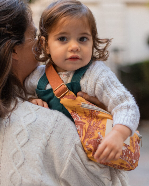 Sac banane mini Emilie - Toile de jouy terracota et moutarde – Image 2