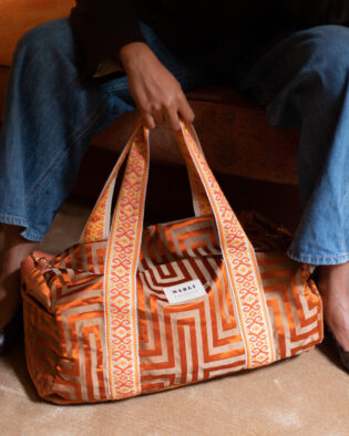 Sac polochon maxi charles motif rouille et beige