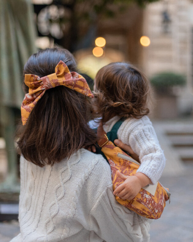 Sac banane mini Emilie - Toile de jouy terracota et moutarde – Image 3