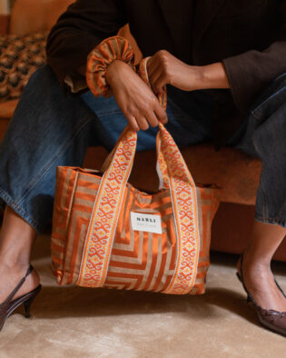 Cabas Carré Diane - Motif rouille et beige