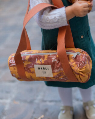 Sac Polochon mini Dima Toile de Jouy terracota et moutarde