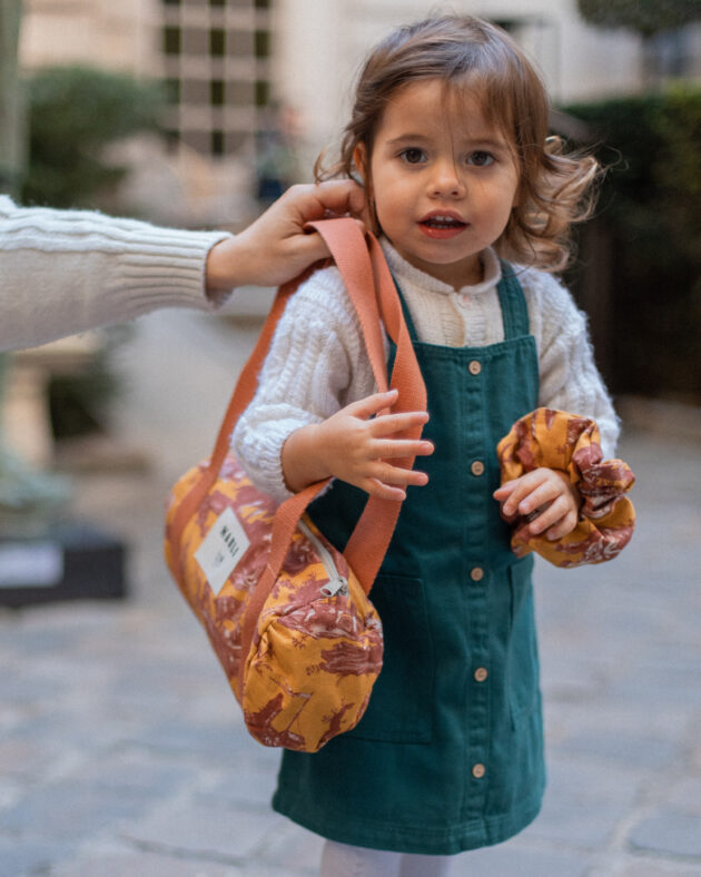 Sac Polochon mini Dima Toile de Jouy terracota et moutarde – Image 4