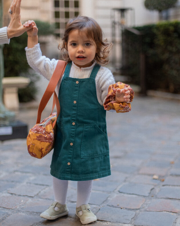Sac Polochon mini Dima Toile de Jouy terracota et moutarde – Image 3