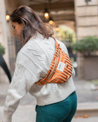 Sac banane Anne - Motif rouille et beige