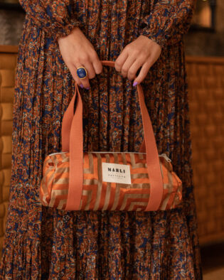 Sac Polochon mini Charlo Motif rouille et beige