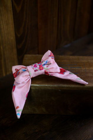 Grand nœud Natalia  - Motif chevaux rose