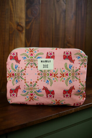 Pochette ordinateur Valentina  - Motif chevaux rose