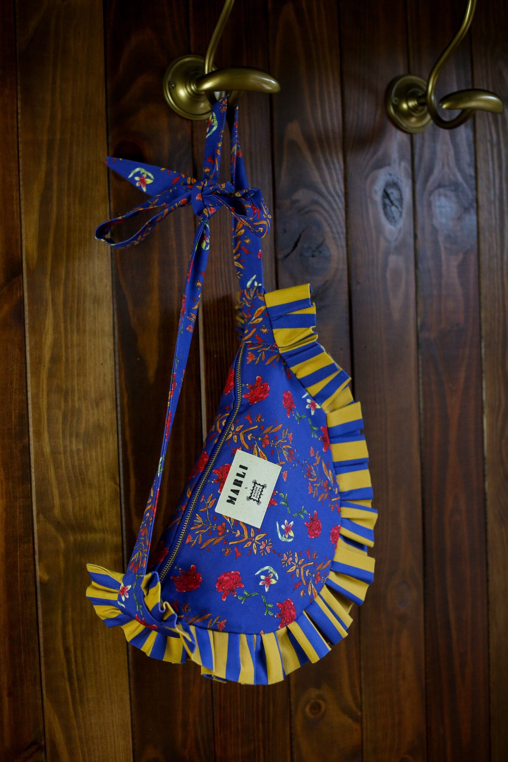 Banane froufrou Tatiana - Motif fleuri bleu indigo – Image 2