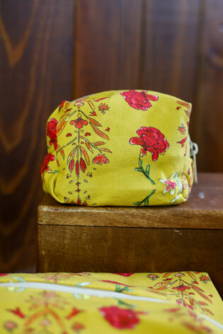 Trousse Maria - Motif fleuri jaune