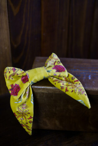 Grand nœud Natalia  - Motif fleuri jaune