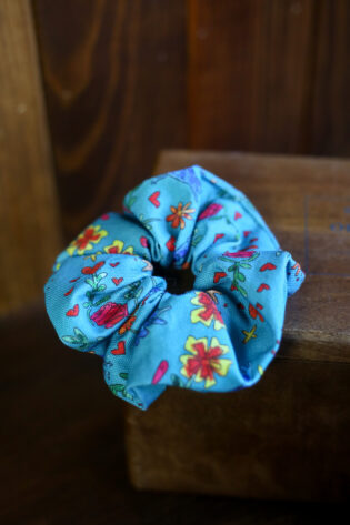 Chouchou Mila  - Motif oiseaux bleu canard