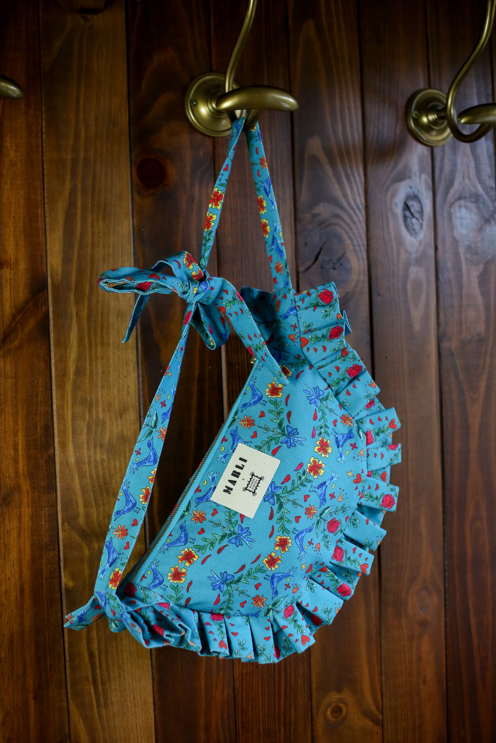 Banane froufrou Tatiana - Motif oiseaux bleu canard – Image 2