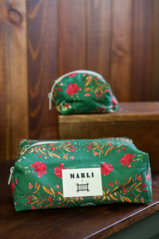 Trousse maxi Ekaterina  - Motif fleuri vert sapin