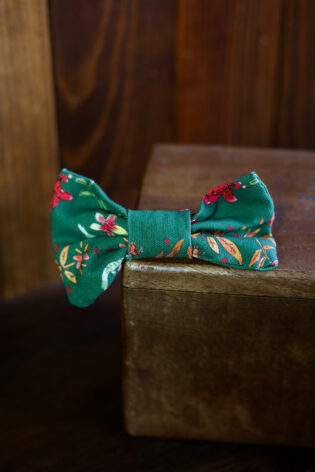 Petit nœud Elena  - Motif fleuri vert sapin