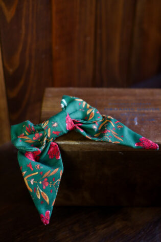 Grand nœud Natalia  - Motif fleuri vert sapin