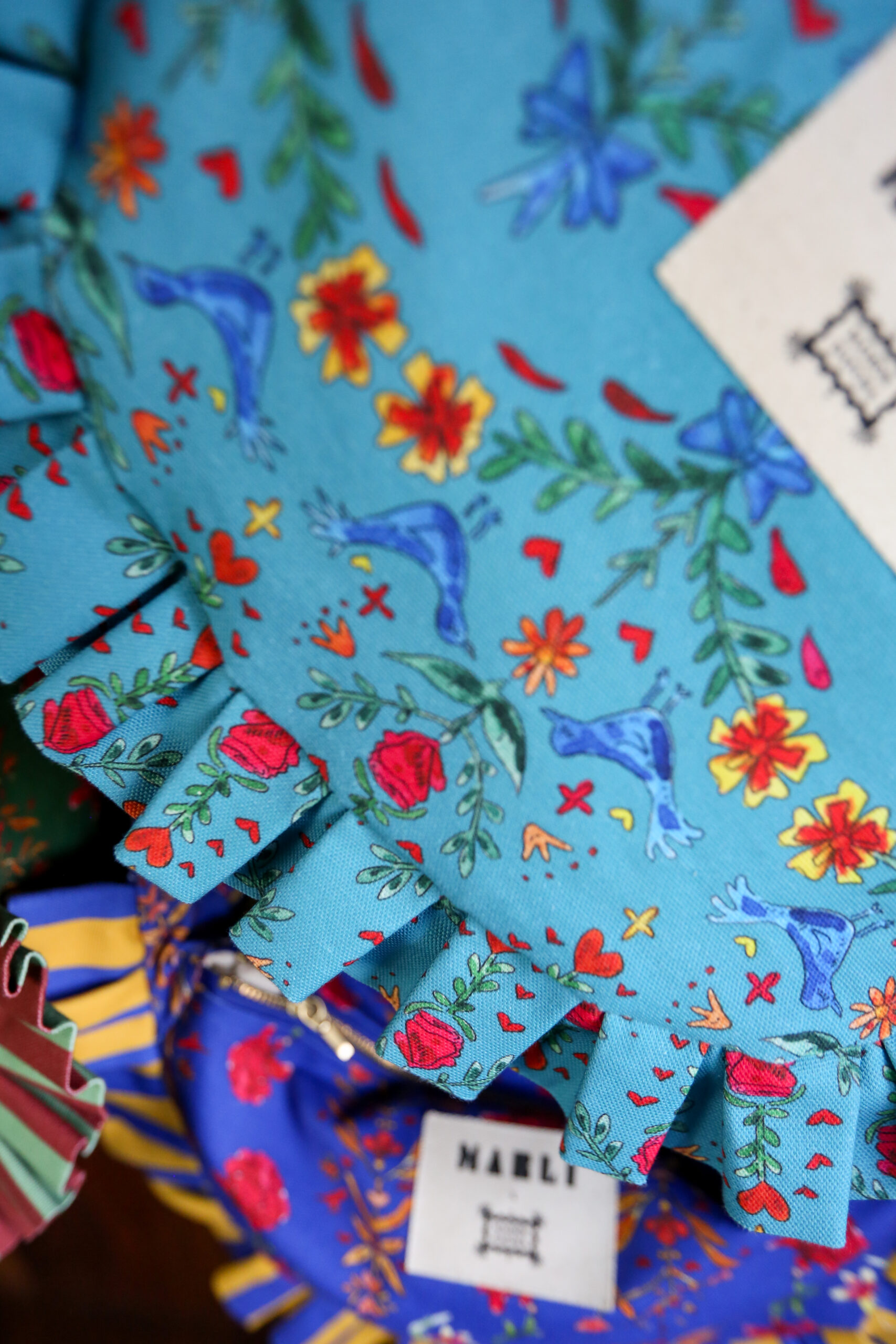 Banane froufrou Tatiana - Motif oiseaux bleu canard – Image 3